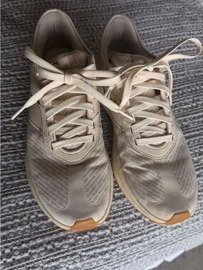 Tracksmith Women's Cream Athletic Sneakers with Gum Toe Accents